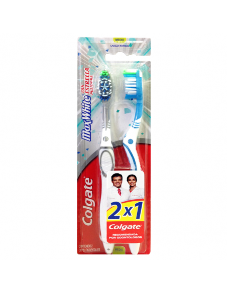 CEPILLO D.COLGATE MAX WHITE MEDIO 2X1