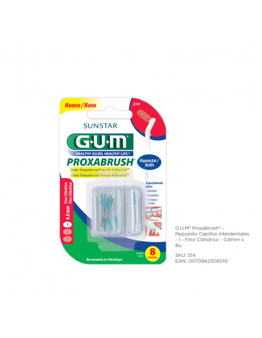 CEPILLOS DE DIENTES GUM INTERDENTAL POXABRUSH CILIND 0.8 4 UN