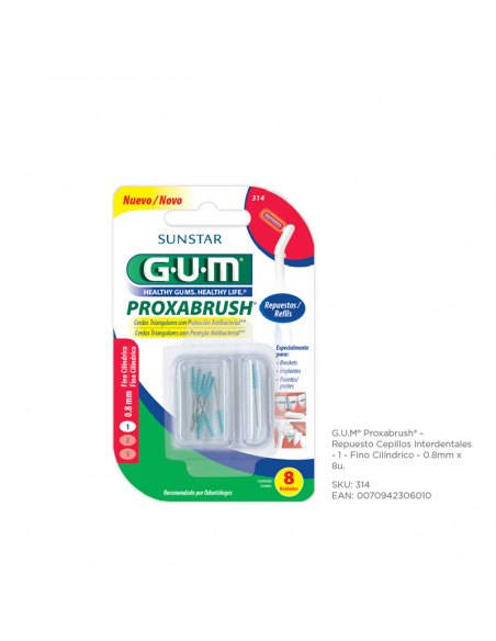 CEPILLOS DE DIENTES GUM INTERDENTAL POXABRUSH CILIND 0.8 4 UN