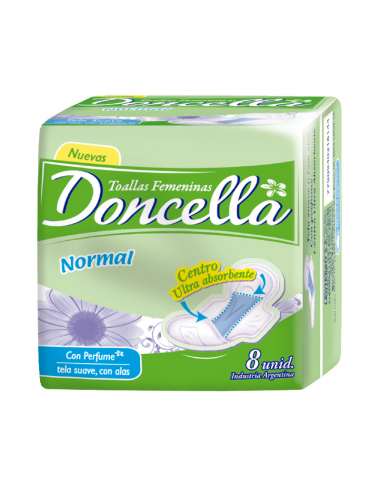 TOALLAS FEMENINAS DONCELLA CON PERFUME/ CON ALAS POCKET 8 UN