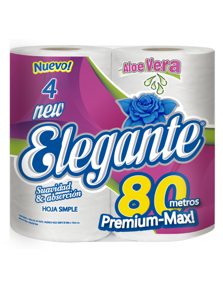 PAPEL HIG ELEGANTE SH ALOE VERA 80MT 4UN