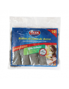 LANA DE ACERO TASK ROLLITOS 10UN