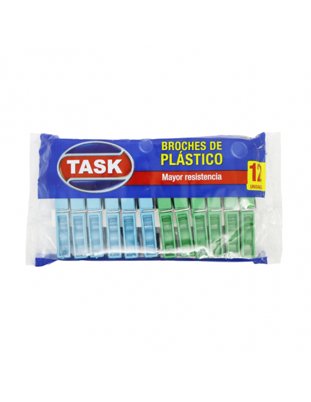 BROCHES PARA ROPA TASK DE PLASTICO 12UN