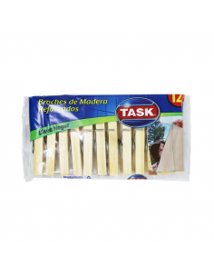 BROCHES PARA ROPA TASK DE MADERA 12UN