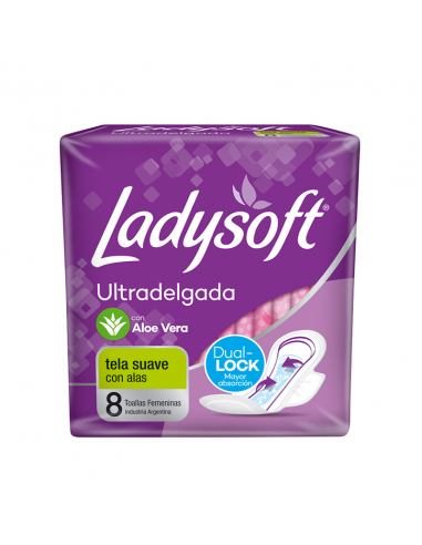 TOALLAS FEMENINAS LADYSOFT ULTRAFINA ULTRA SUAVE CON ALAS 8 UN