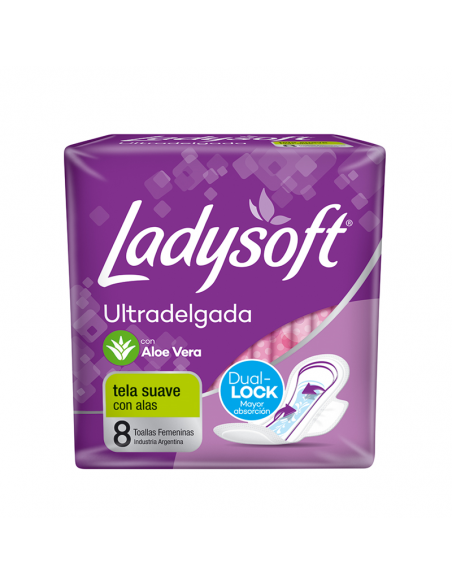 TOALLAS FEMENINAS LADYSOFT ULTRAFINA ULTRA SUAVE CON ALAS 8 UN