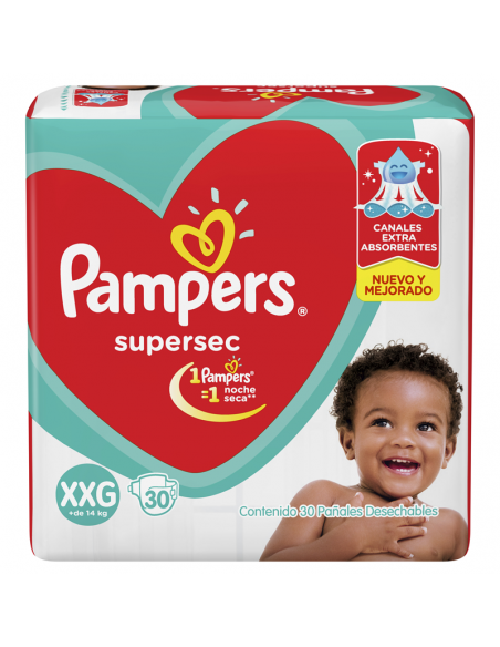 PAÑALES NIÑOS PAMPERS SUPER SEC HIPER PACK XXG 30 UN