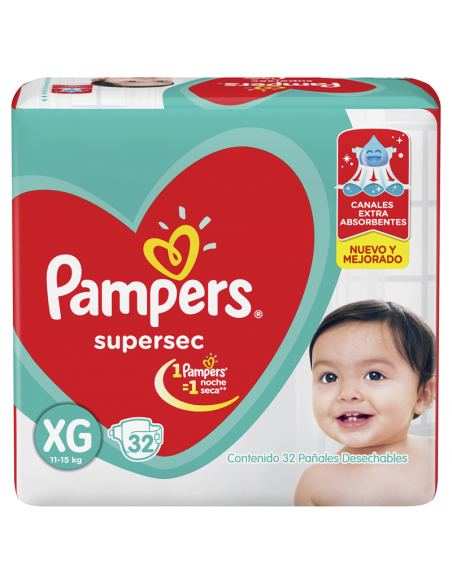PAÑALES NIÑOS PAMPERS SUPERSEC HIPER PACK EXTRA GDE 32 UN