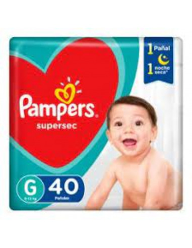 PAÑALES NIÑOS PAMPERS SUPERSEC GRANDE 40 UN