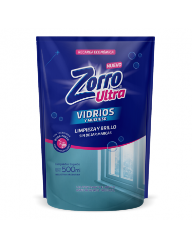 LIMPIADORES ZORRO MULTIUSO VIDRIO DOY PACK 450 CC