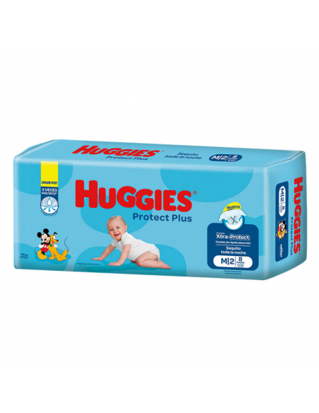 PAÑALES HUGGIES PROTECT PLUS MED 8UN