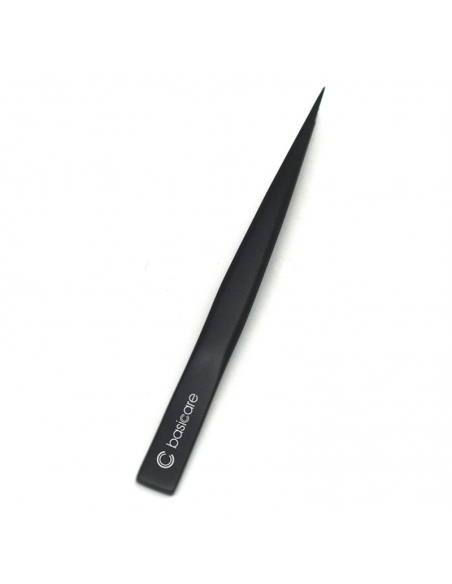 PINZAS DE DEPILAR BASICCARE NEGRO MATE 8.5 CM PUNTA FINA  