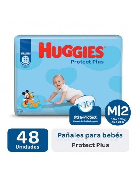 PAÑALES HUGGIES PROTECT PLUS JUMBOMED 48U