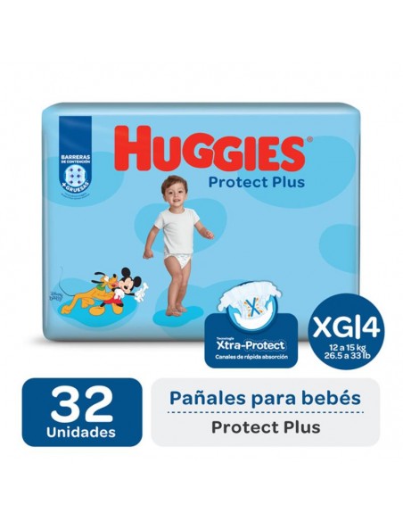 PAÑALES HUGGIES PROTECT PLUS JUMBO XG 32U