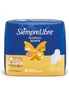 TOALLAS FEMENINAS SIEMPRE LIBRE normal suave con alas 8 un