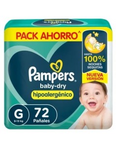 PAÑALES NIÑOS PAMPERS hiper babydry grande 72 un