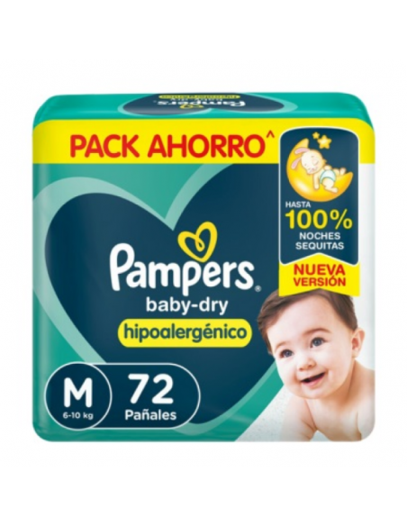 PAÑALES NIÑOS PAMPERS hiper babydry mediano 72 un