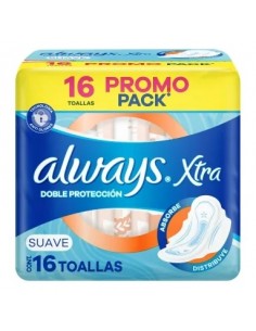 TOALLAS FEMENINAS ALWAYS xtra doble proteccion suave 16 un
