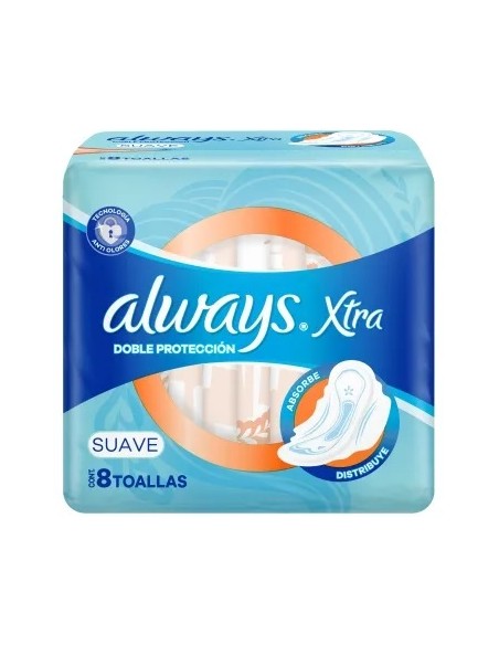 TOALLAS FEMENINAS ALWAYS xtra doble proteccion suave 8 un