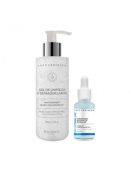 SET DE CREMA LUCY ANDERSON BLUE ENERGY II CREMA PERF/REP+CONC GOTAS VIT C+AGUA MIC.BIF  