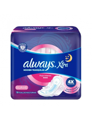 TOALLAS FEMENINAS ALWAYS XTRA TRIPLE PROTECCION SUAVE C/A 8 UN