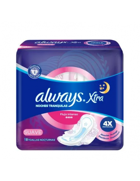 TOALLAS FEMENINAS ALWAYS XTRA TRIPLE PROTECCION SUAVE C/A 8 UN