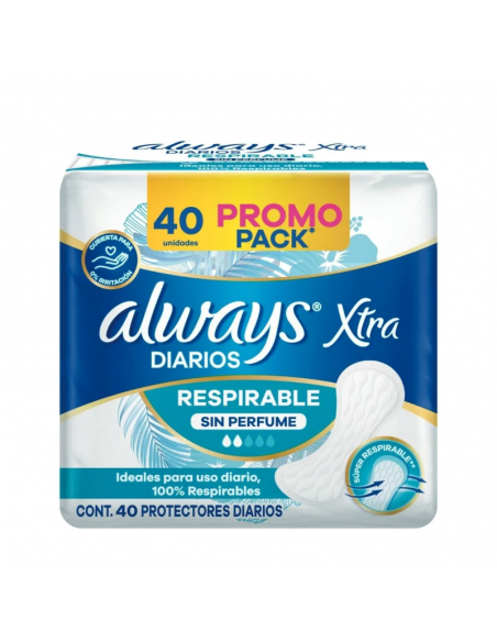 PROT.DIARIOS ALWAYS XTRA RESPIRABLE 40UN