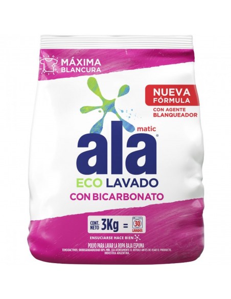 DETERGENTE EN POLVO ALA con bicarbonato matic 3 kg