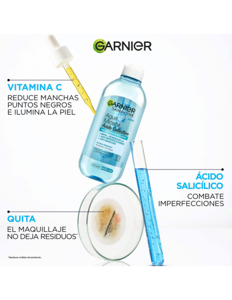 DESMAQUILLANTE GARNIER AGUA MICELAR EXPRESS ACLARA VIT C 400 cc
