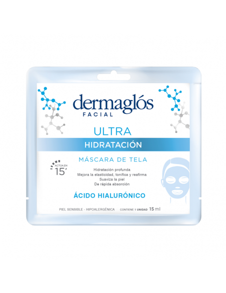 MASCARAS FACIALES DERMAGLOS TELA ULTRA HIDRATACIÓN AC.HIALURON 15 cc