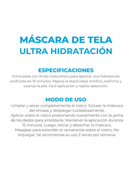 MASCARAS FACIALES DERMAGLOS TELA ULTRA HIDRATACIÓN AC.HIALURON 15 cc
