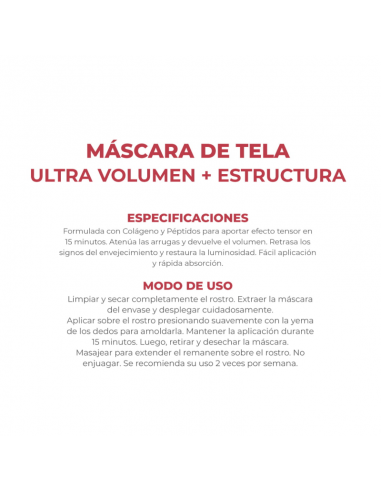 MASCARAS FACIALES DERMAGLOS TELA ULTRA VOLUMEN+ESTRUCTURA 15 CC