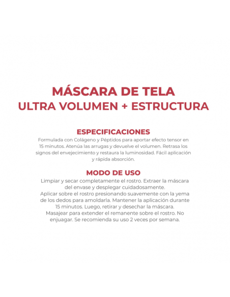 MASCARAS FACIALES DERMAGLOS TELA ULTRA VOLUMEN+ESTRUCTURA 15 cc
