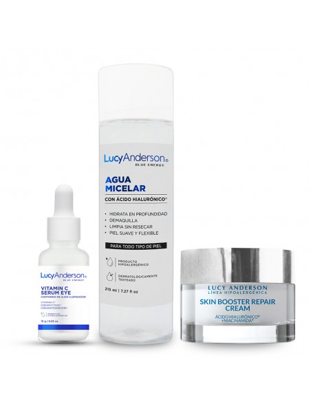 SET DE CREMA LUCY ANDERSON BLUE ENERGY SERUM+AGUA MIC+SK BOOST  