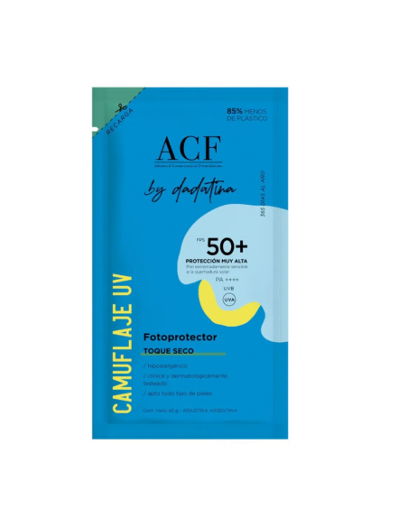 PROTECTOR SOLAR ACF camuf uv f50 toq seco by dada refil 45 gr