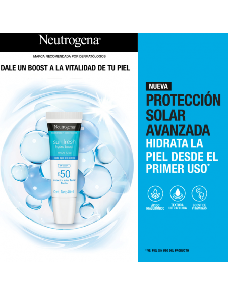 PROTECTOR SOLAR NEUTROGENA HIDRO BOOST TONO MEDIO F50 40 cc