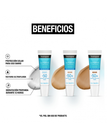 PROTECTOR SOLAR NEUTROGENA HIDRO BOOST TONO MEDIO F50 40 cc