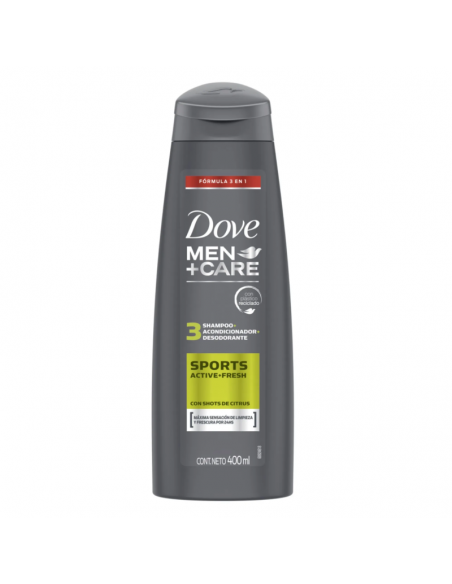 SHAMPOO DOVE sport active + fresh 3en1 400 cc