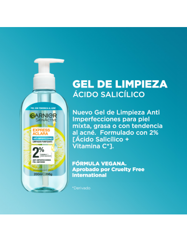 CREMA PARA ROSTRO GARNIER GEL DE LIMPIEZA EXPRESS ACLARA 200 CC