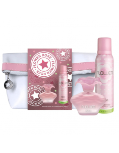 SET DE PERFUME FLOWER ROSE EDTX40CC+DEOX123CC+NECESER  