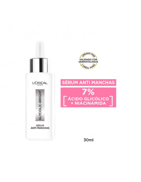 CREMA PARA ROSTRO LOREAL SERUM GLYCOLIC BRIGHT ANTI-MANCHAS 30 cc