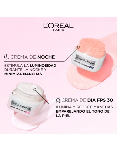 CREMA PARA ROSTRO LOREAL GLYCOLIC BRIGHT NOCHE ANTI-MANCHAS 50 CC