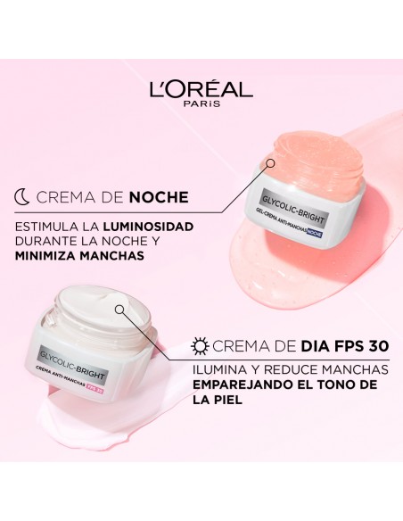 CREMA PARA ROSTRO LOREAL GLYCOLIC BRIGHT NOCHE ANTI-MANCHAS 50 cc