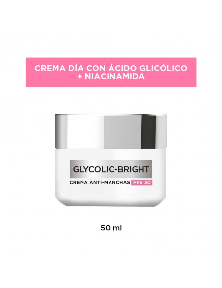 CREMA PARA ROSTRO LOREAL GLYCOLIC BRIGHT DIA SPF30 ANTI-MANC 50 cc
