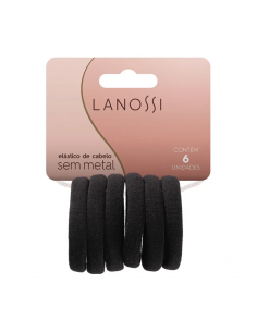 PELO-BROCHES Y COLITAS- LANOSSI ELASTICO SOFT NEGRO X6U  
