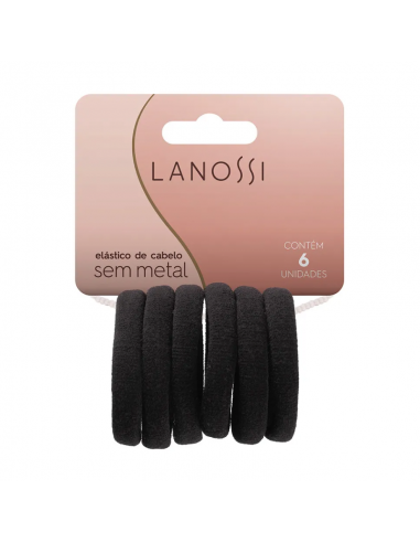 PELO-BROCHES Y COLITAS- LANOSSI ELASTICO SOFT NEGRO X6U  