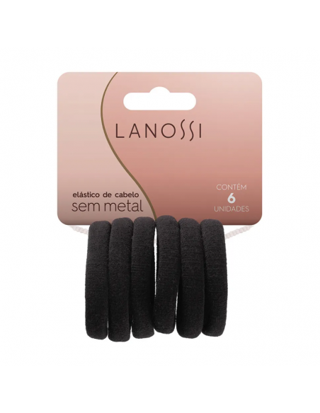 PELO-BROCHES Y COLITAS- LANOSSI ELASTICO SOFT NEGRO X6U  