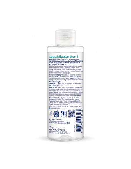 CREMA PARA ROSTRO DERMAGLOS AGUA MICELAR PIELES MIXTAS A GRASAS 200 cc