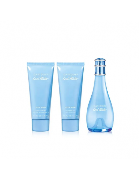 SET DE PERFUME DAVIDOFF COOLWATER EDT+B.LOT 75+SOW.GEL 75 100 cc