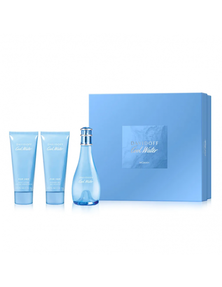SET DE PERFUME DAVIDOFF COOLWATER EDT+B.LOT 75+SOW.GEL 75 100 cc